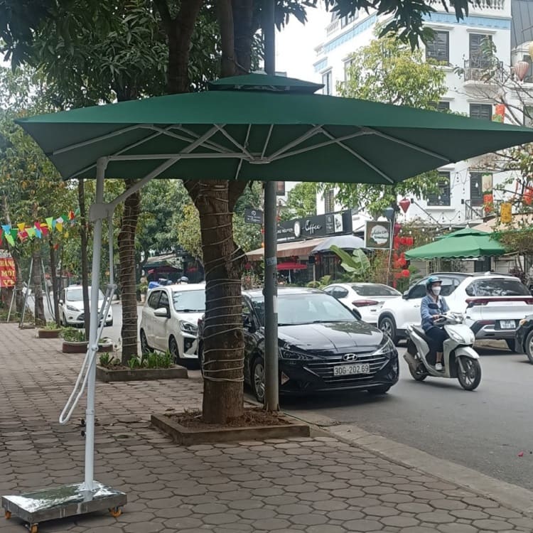 Ô dù Hòa Phát lệch tâm vuông 3m màu xanh