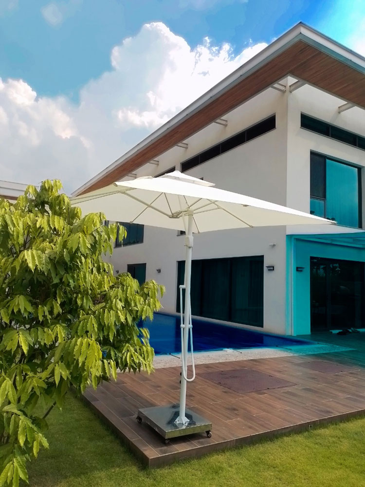 Ô dù Hòa Phát lệch tâm vuông 3m màu trắng